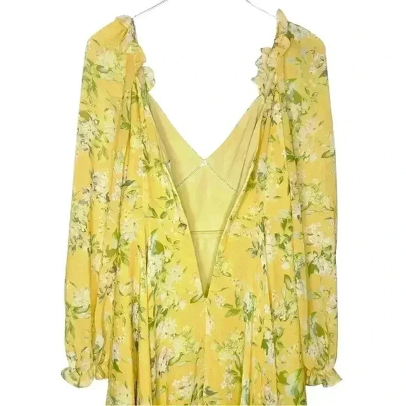 Sau Lee - Georgia Dress - Size 2 Long Sleeve MIDI Yellow - Picture 7 of 14